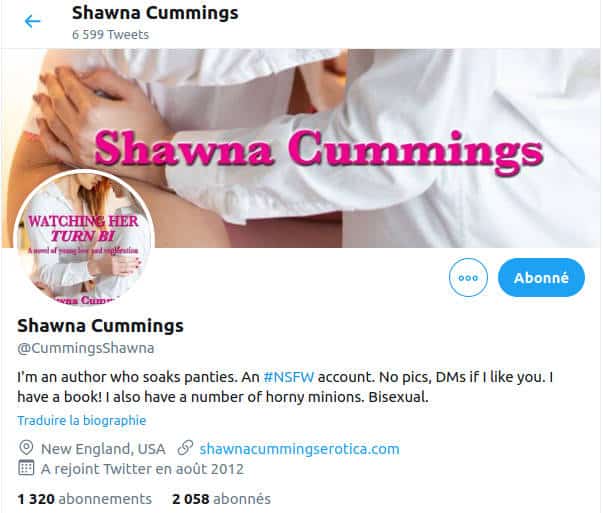 Shawna Cummings - son profile sur Twitter