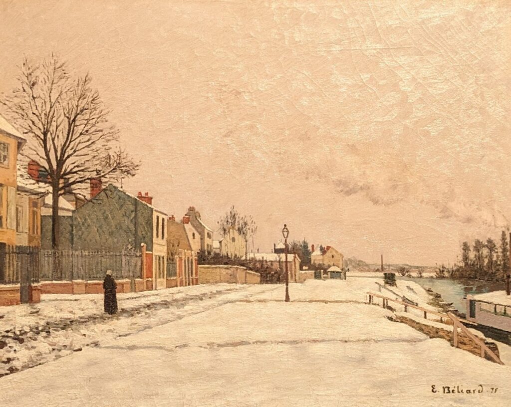 Édouard Béliard, Le quai du Pothuis à Pontoise – effet de neige (1875) (Wallraf)