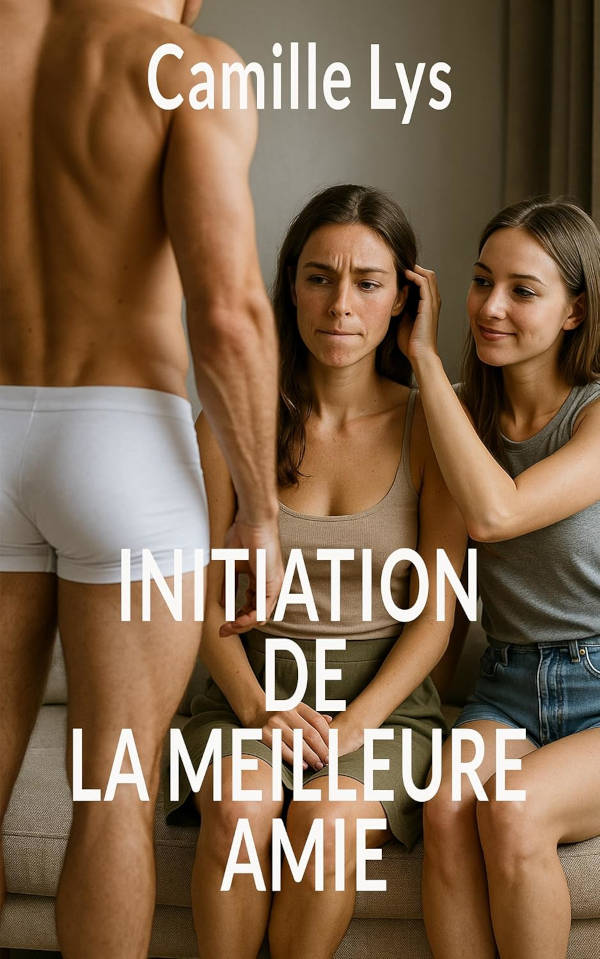 Deux femmes assises devant un homme en slip vu de dos. La femme au milieu arbore un air d'incertitude tandis que la femme de droite la caresse.